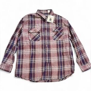 Northwest Territory Men's Thick Plaid Button-Down Shirt in Brown and Black